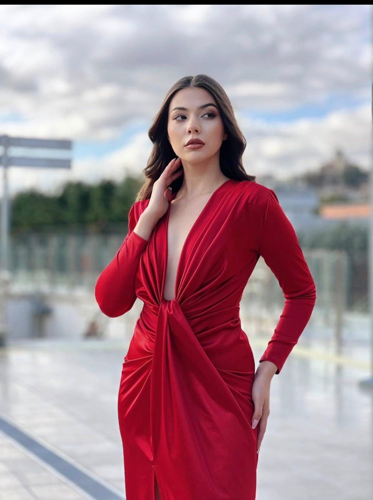 Red party dress