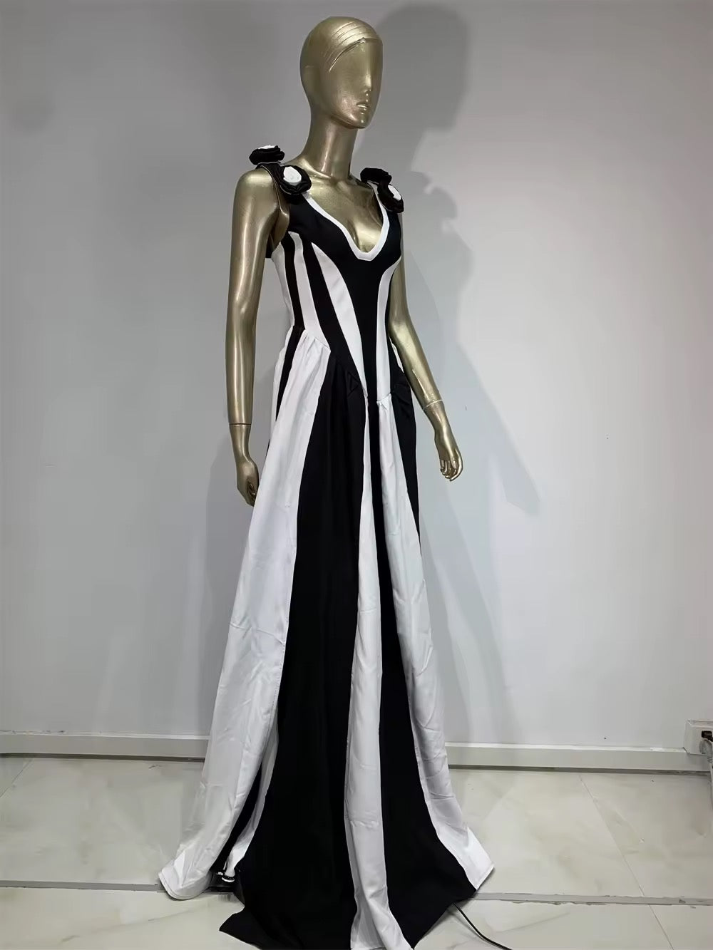 Flower Striped Patchwork Split Maxi Long Summer Bodycon Bandage Dress