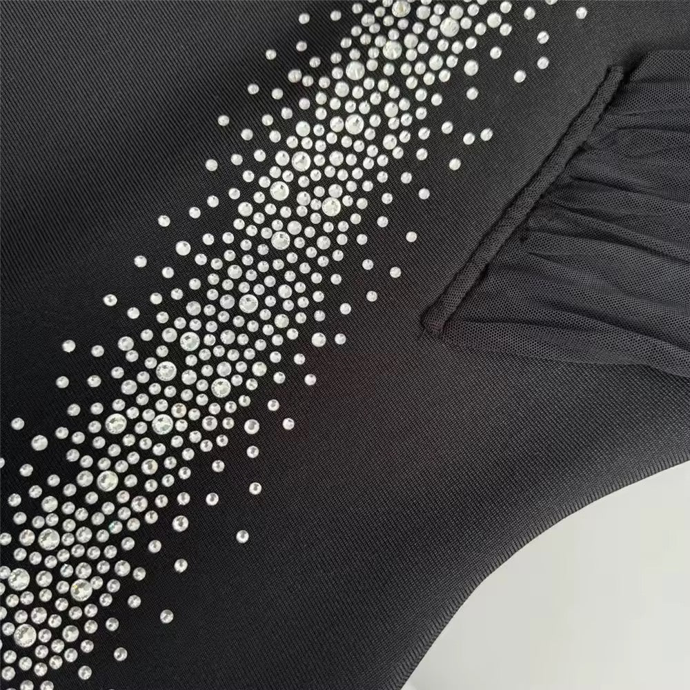One Shoulder Rhinestones Glitter Bandage dress