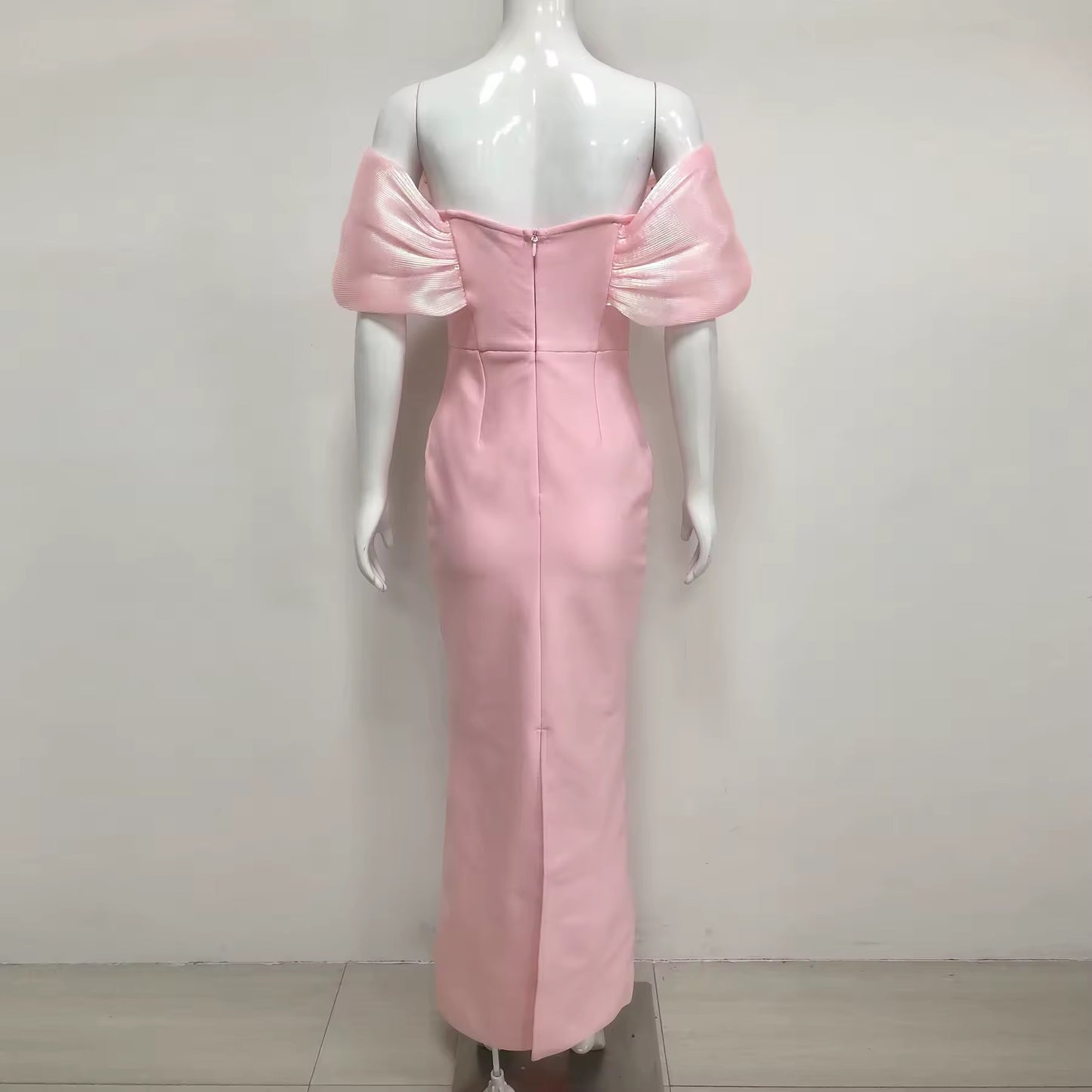 Off Shoulder Pearl pink Bodycon Maxi Long Bandage Dress