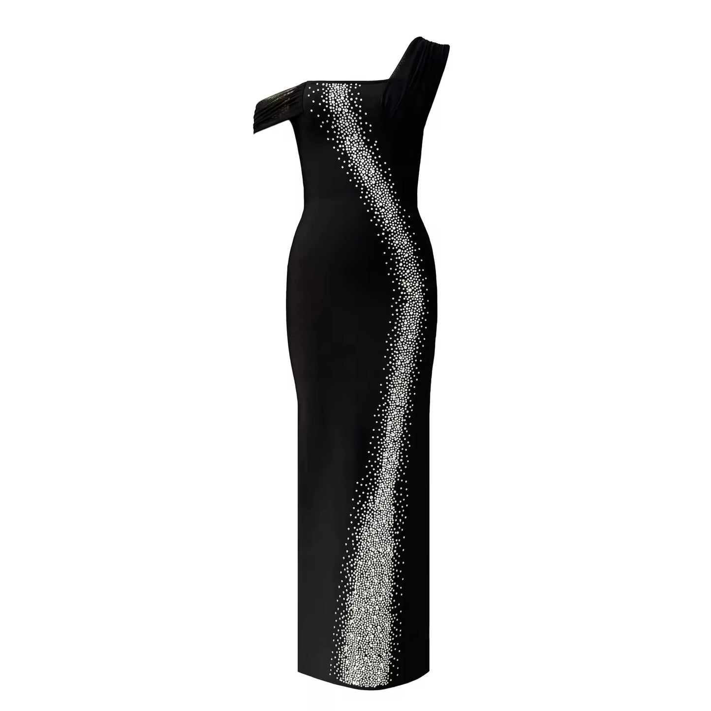 One Shoulder Rhinestones Glitter Bandage dress