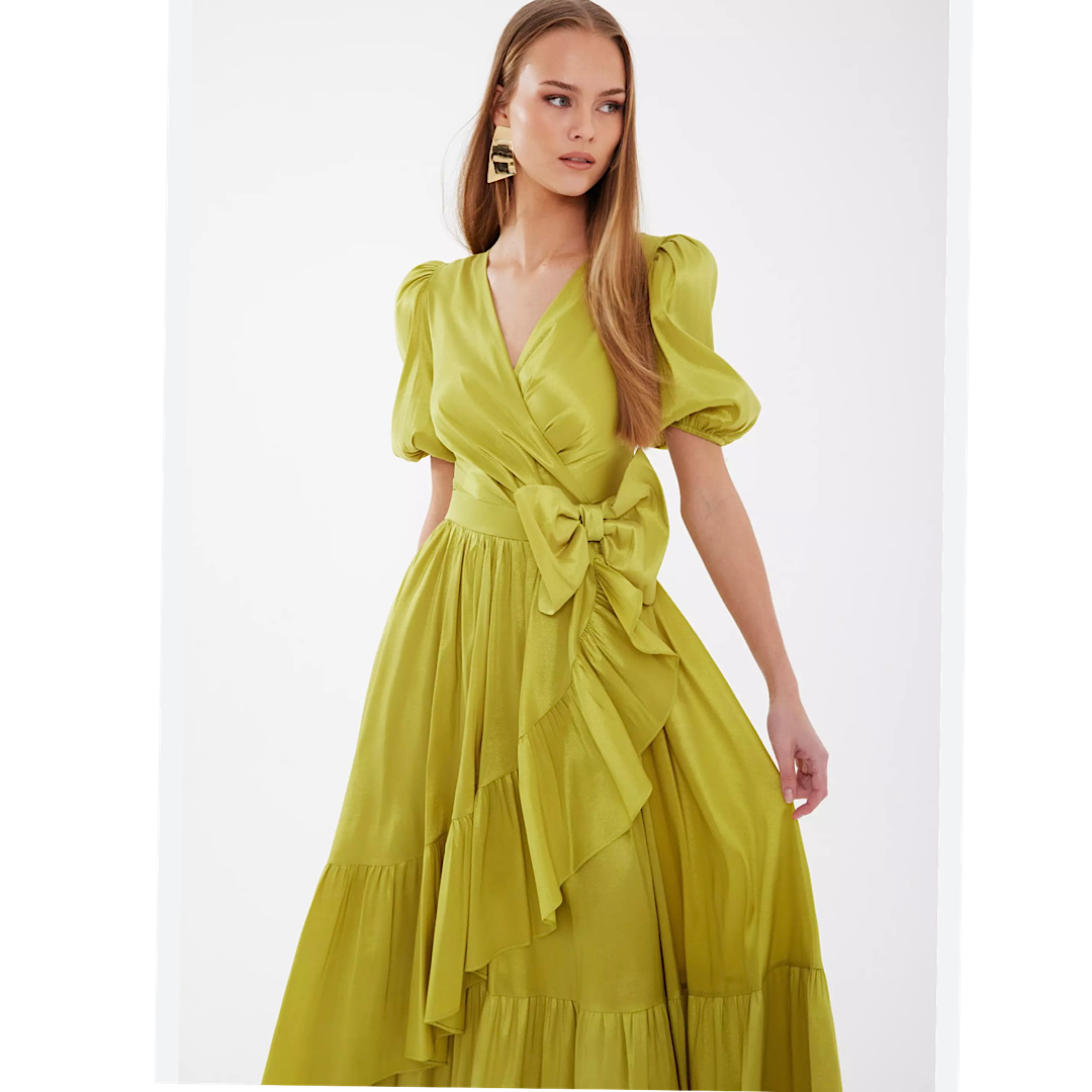 Green Bow Midi Dress