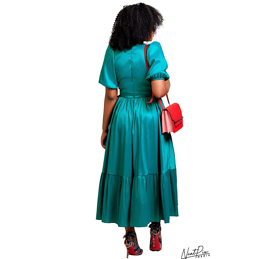 Green Midi Bow dress