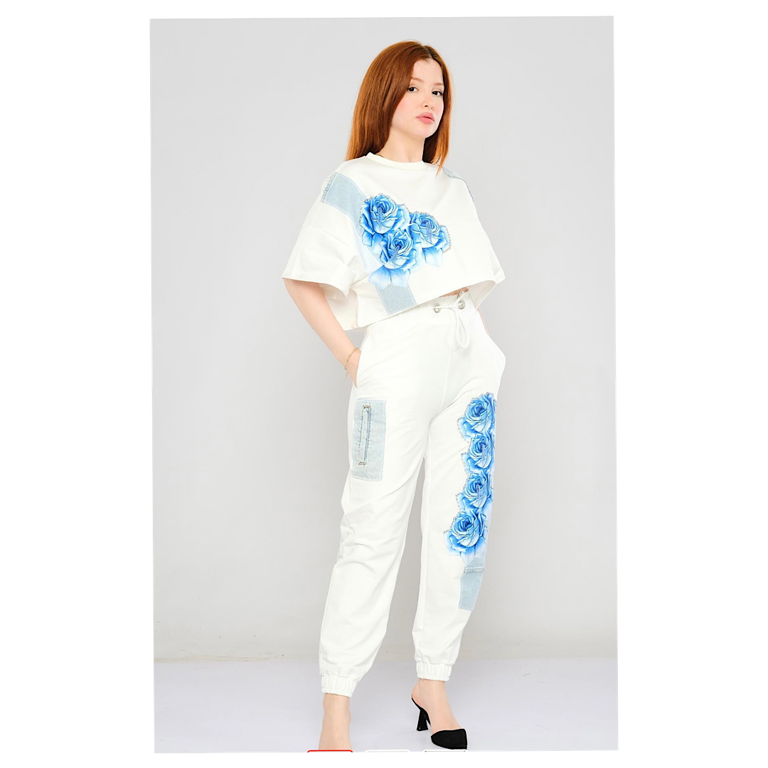 White and blue 2pc set