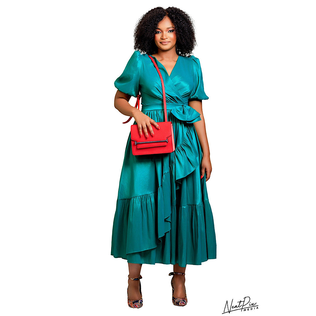 Green Midi Bow dress