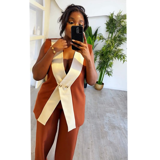 Brown and cream suit