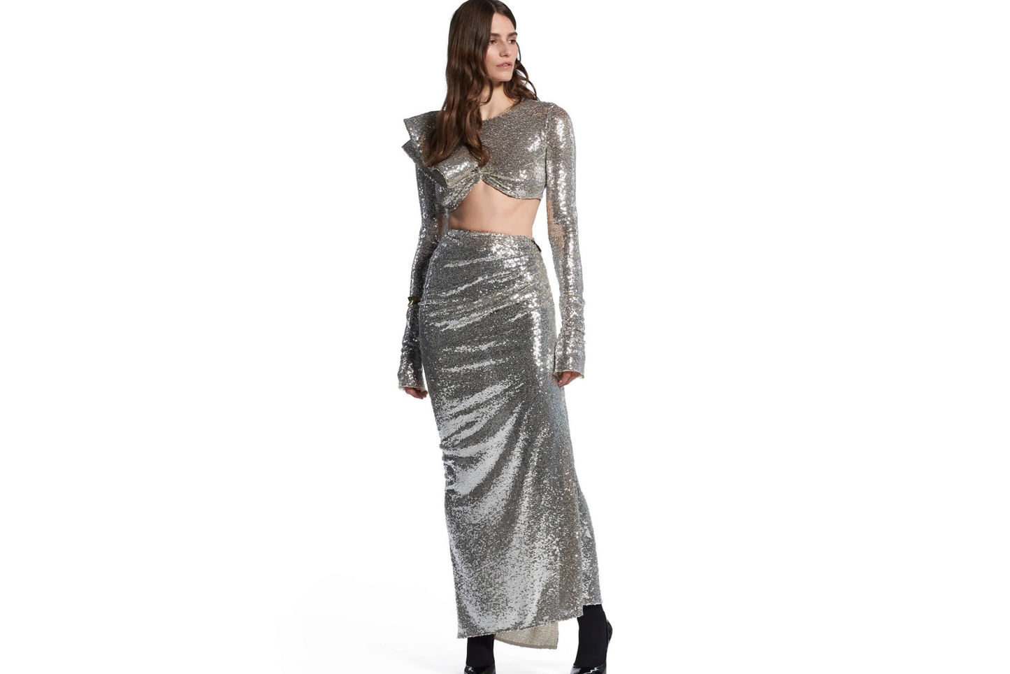 Long Sleeve sequin skirt Set