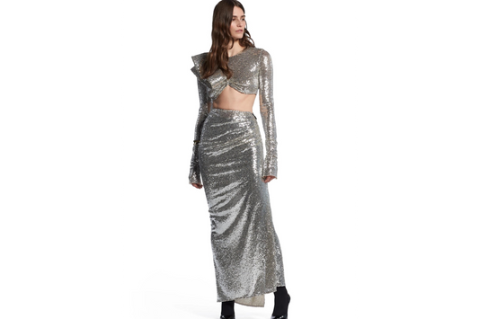 Long Sleeve sequin skirt Set